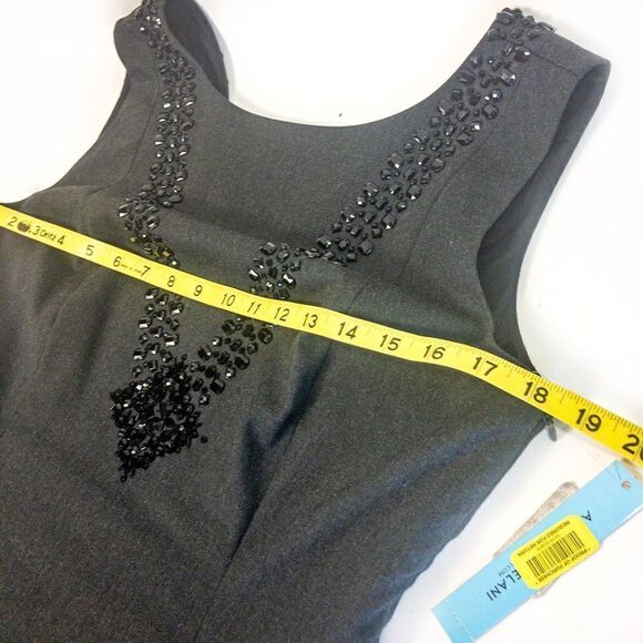 NWT Antonio Melani Charcoal Beaded V Sheath Dress Sz 6 - Picture 10 of 12